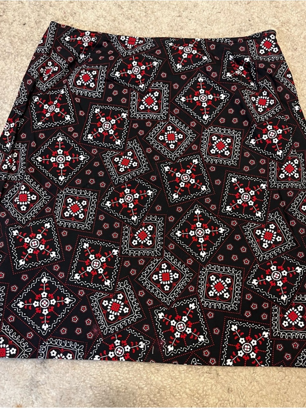 Black Bandana Print linen Skirt vintage Sonoma